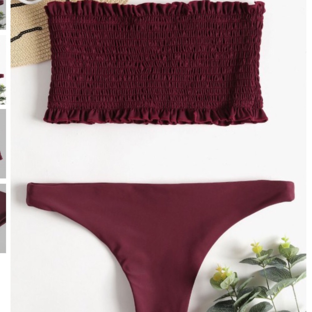 Zaful Ruffle Smocked Bandeau Bikini Set -NWOT